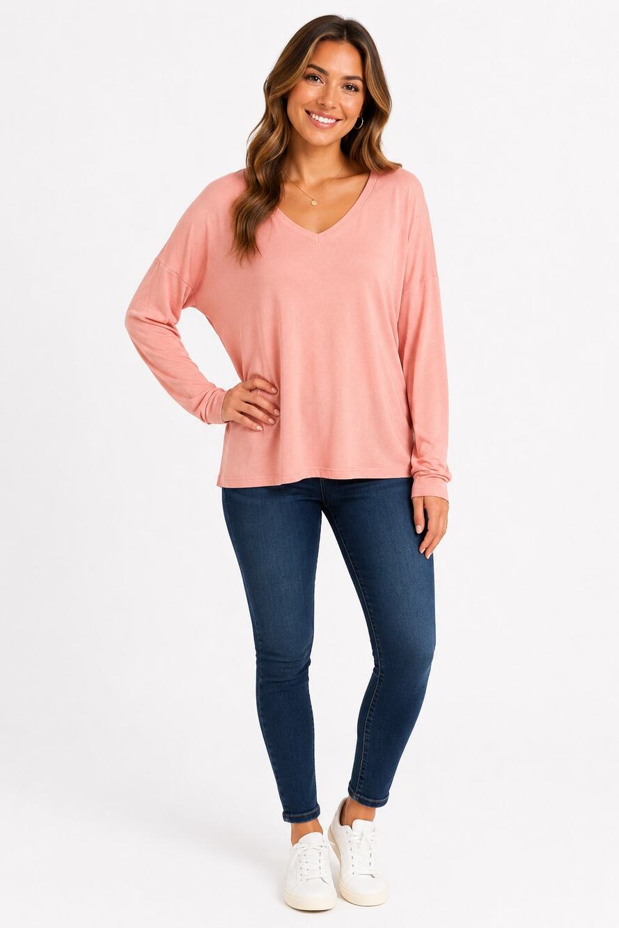 Blis Women's Long Sleeve V-Neck Tee Soft Pink XL NWT Lightweight Top